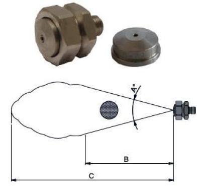 Siphon, gravity principle pneumatic nozzle – full cone
